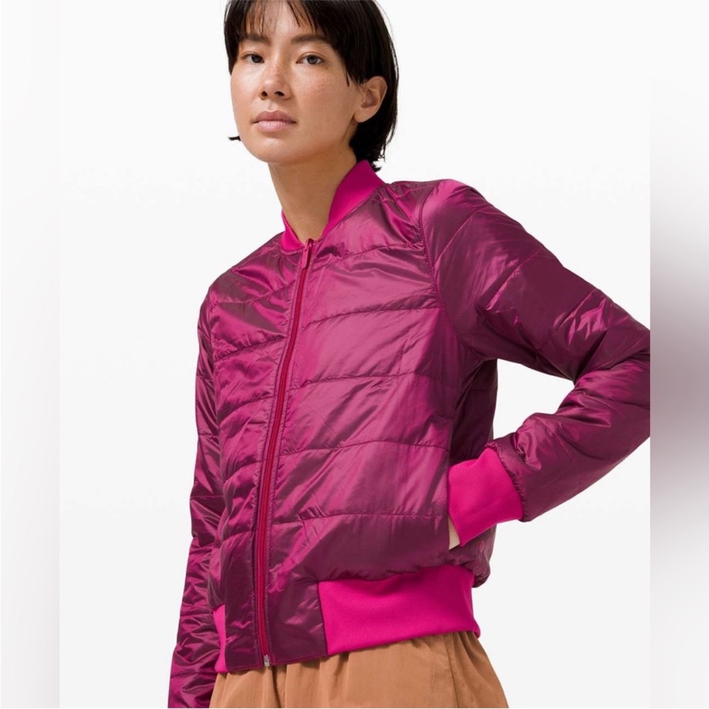 Lululemon Ripened Raspberry NonStop Bomber Reversible Jacket. Size 2 - Picture 7 of 10